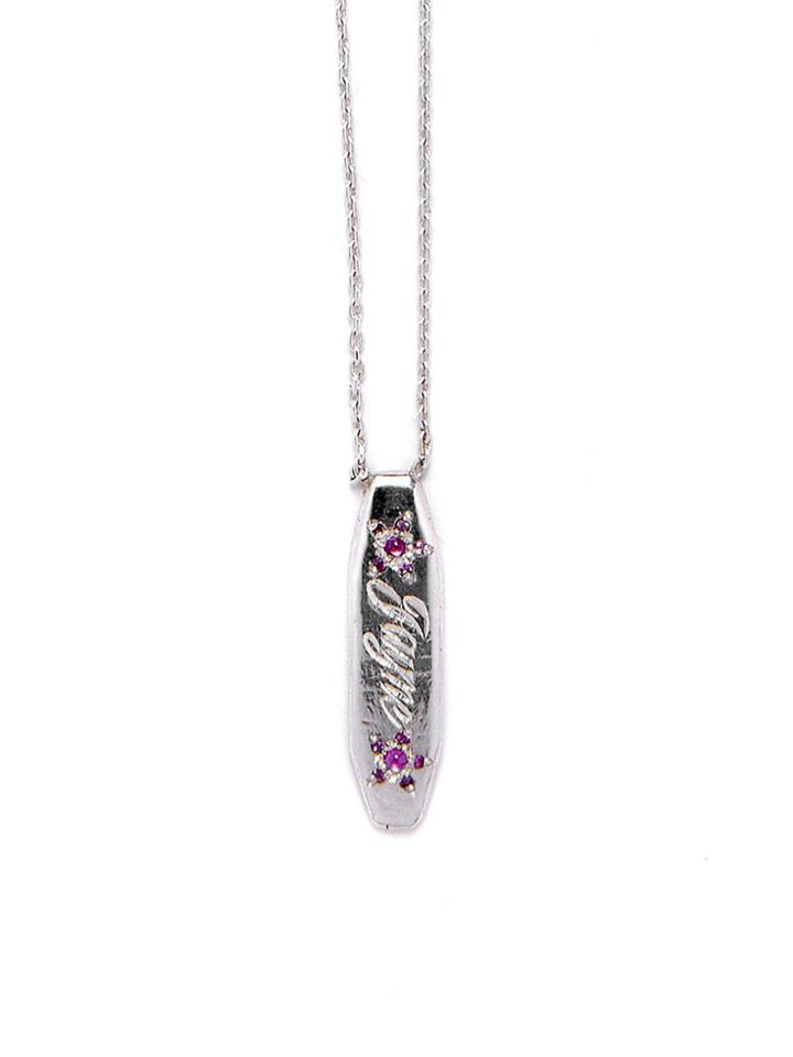 Elisa Solomon Personalized Id Necklace With Pink Sapphires