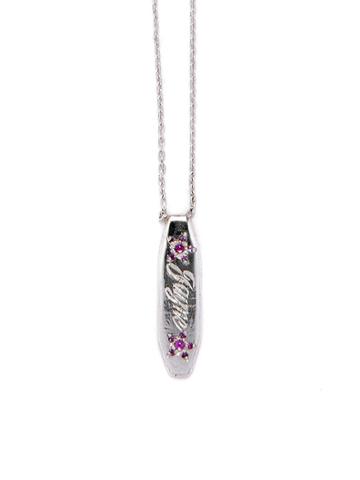 Elisa Solomon Personalized Id Necklace With Pink Sapphires