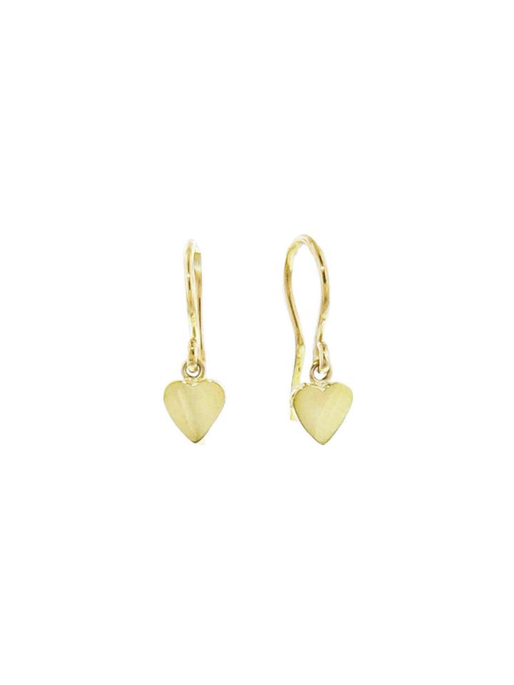 Jennifer Meyer Mini Heart Drop Earrings - Yellow Gold