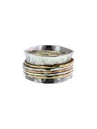 David Tishbi Wide Sterling Band - 5 Mixed Spinner Rings