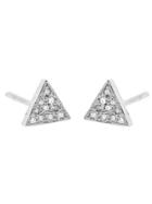 Jennifer Meyer Tiny Diamond Triangle Studs - White Gold