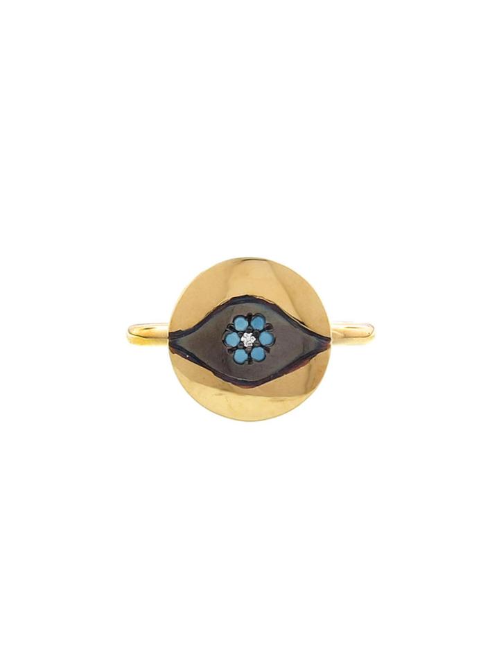 Ylang 23 Evil Eye Medallion Ring - Yellow Gold