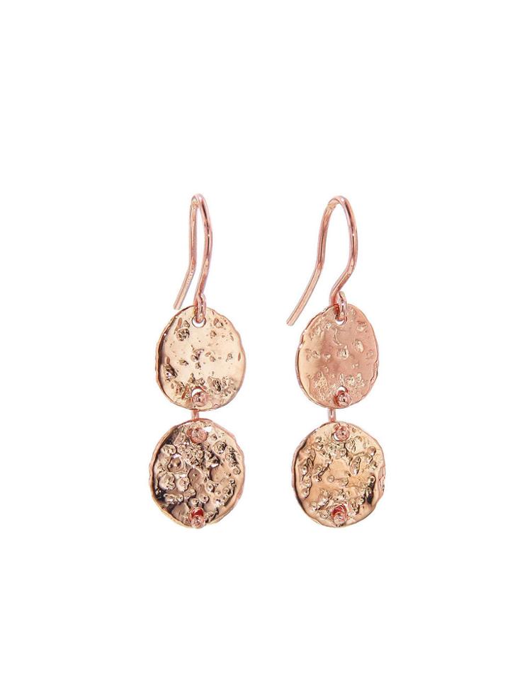 Jennifer Meyer Small Hammered Drop Earrings - Rose Gold