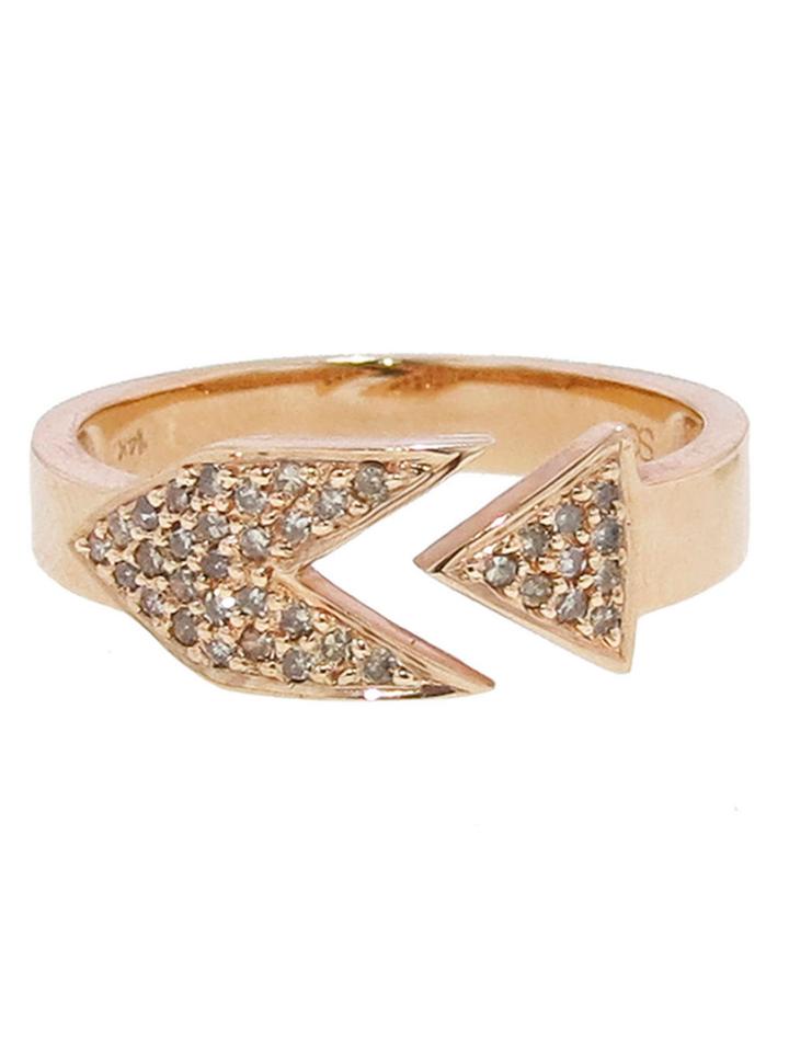Sydney Evan Rose Gold Arrow Ring With Diamonds