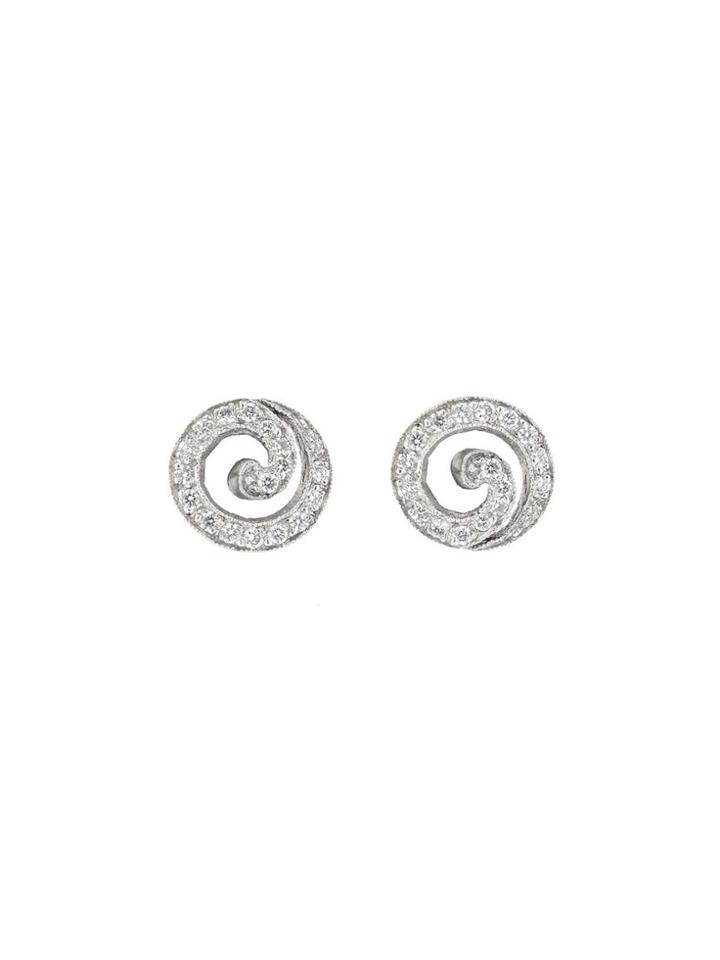 Cathy Waterman Swirl Studs With Diamonds - Platinum