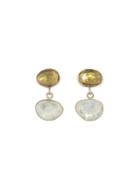 Melissa Joy Manning Citrine And Rainbow Moonstone Drop Earrings