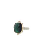 Jamie Joseph Small Square Emerald Ring With Diamond