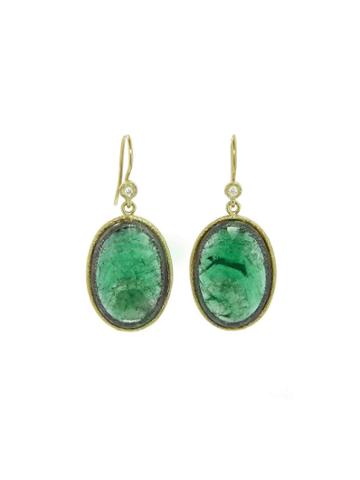 Yasuko Azuma Oval Natural Emerald Earrings