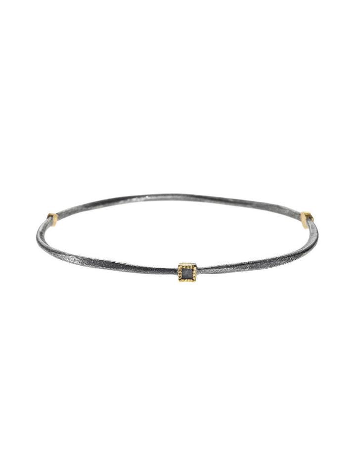 Todd Reed Thin Oxidized Bangle With Raw Diamonds