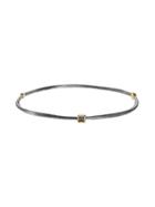 Todd Reed Thin Oxidized Bangle With Raw Diamonds