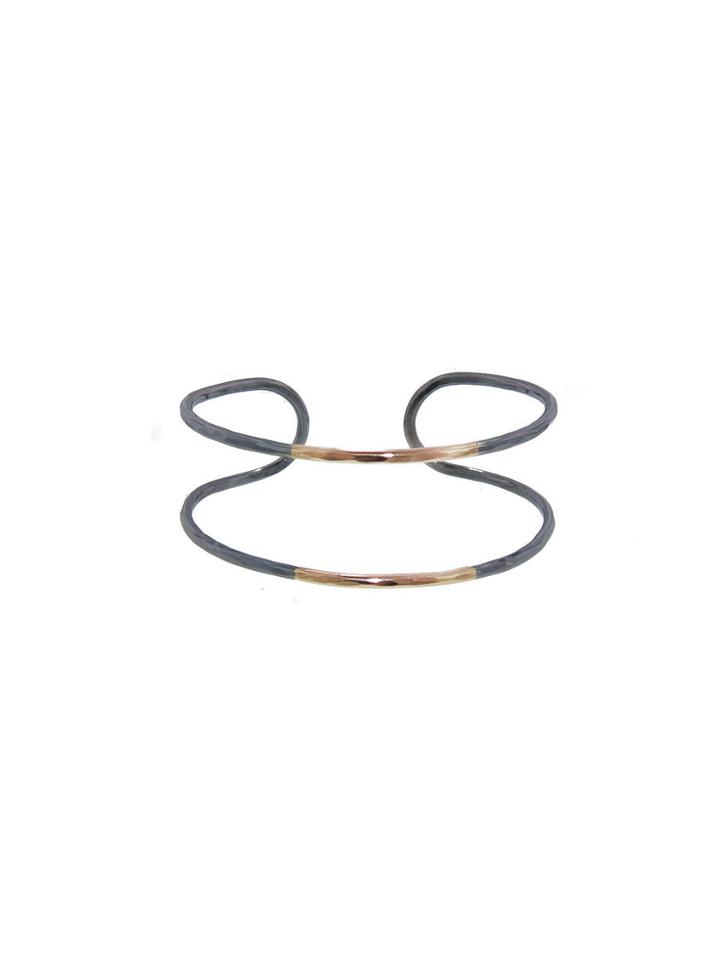 Melissa Joy Manning Oxidized Sterling Silver And Yellow Gold Double Band Cuff