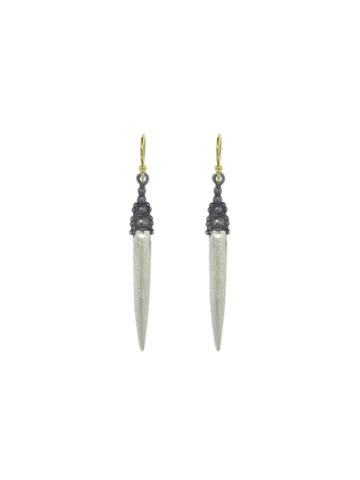 Erica Molinari Oxidized Granule Point Drop Earrings - Silver