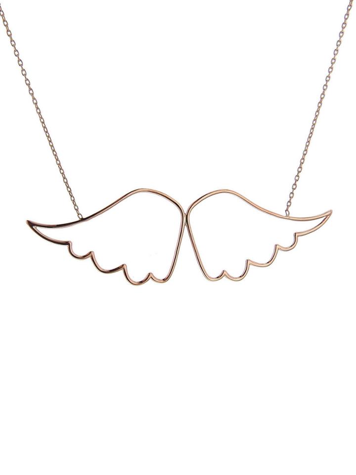 Kismet By Milka Large Minnos Wing Necklace In Rose Gold