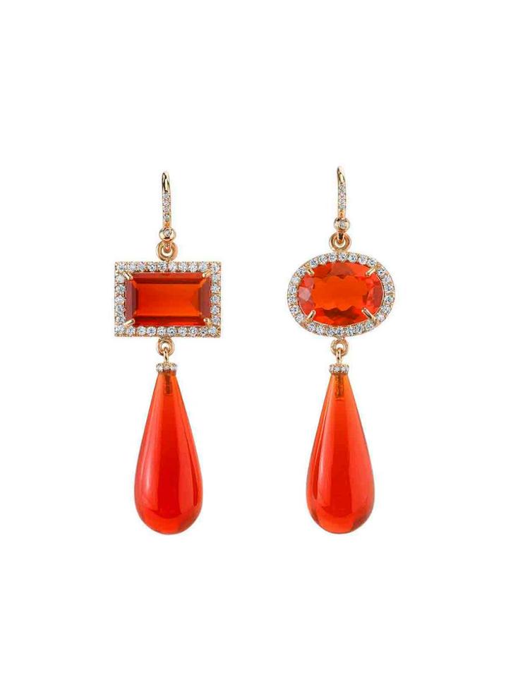 Irene Neuwirth Fire Opal Drop Earrings With Diamonds