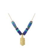 Elisa Solomon Gold Feather Necklace With Turquoise & Shell Heshi Beads