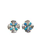 Nak Armstrong Boulder Opal And Aqua Button Earrings