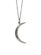 Workhorse Thea Crescent Moon Necklace With Black Diamonds