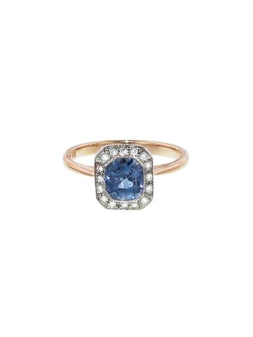 Lori Mclean Vintage Blue Sapphire Deco Ring With Diamonds