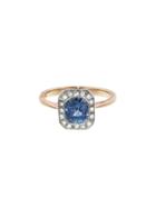 Lori Mclean Vintage Blue Sapphire Deco Ring With Diamonds