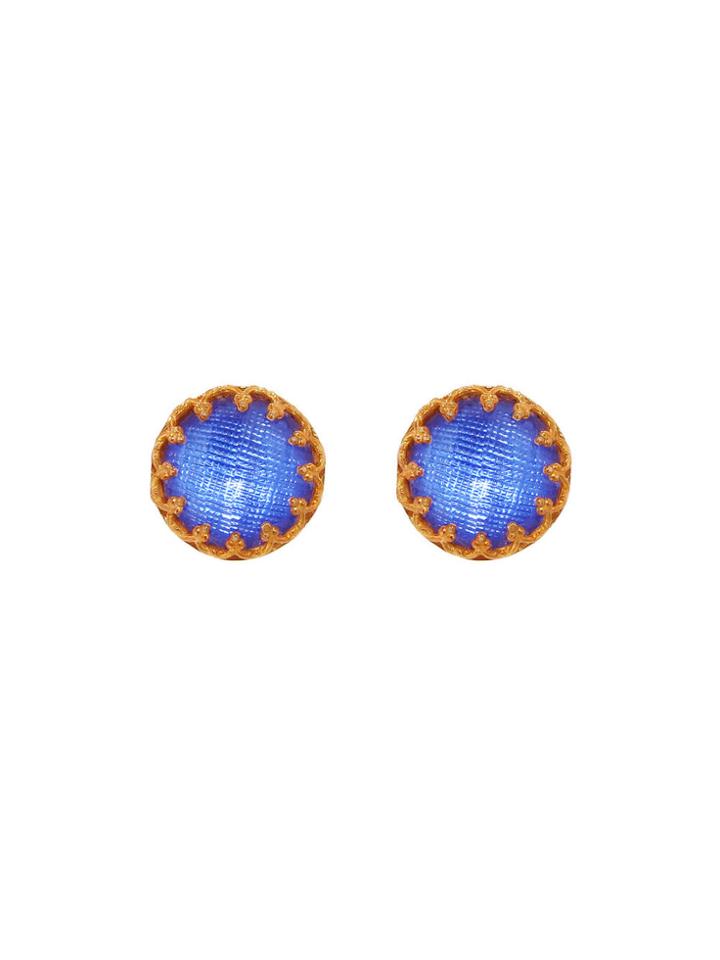 Larkspur & Hawk Small Olivia Post Earrings In Gold - Azure Blue