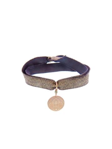 Perle De Lune Maharani Medal In Rose Gold - Lilac Elastic Bracelet