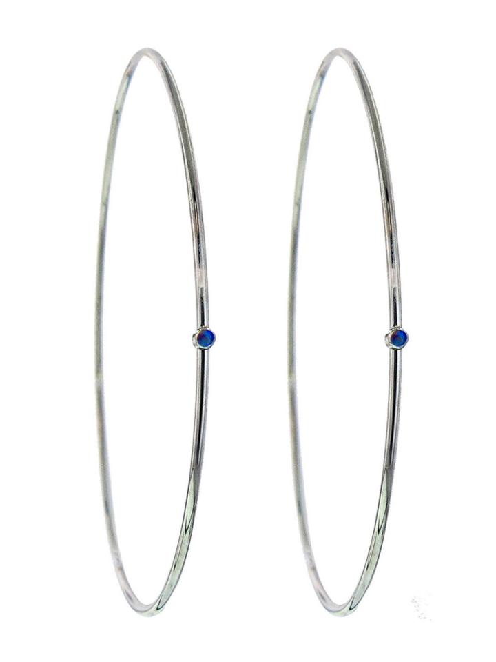 Jennifer Meyer Large Hoops With Blue Sapphires - White Gold