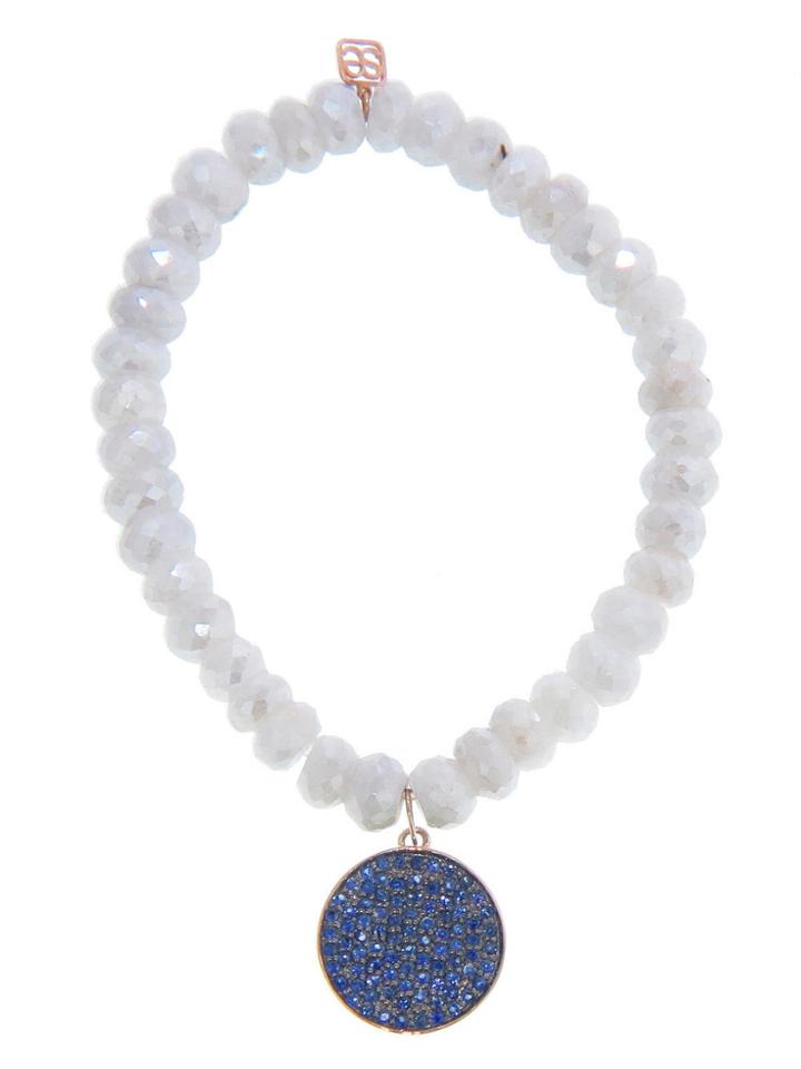 Sydney Evan Blue Sapphire Disc On White Sapphire Bracelet