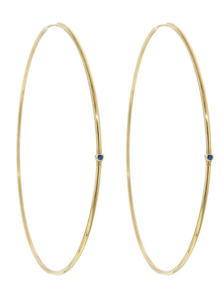 Jennifer Meyer Large Designer Hoops With Sapphires - Yellow Gold