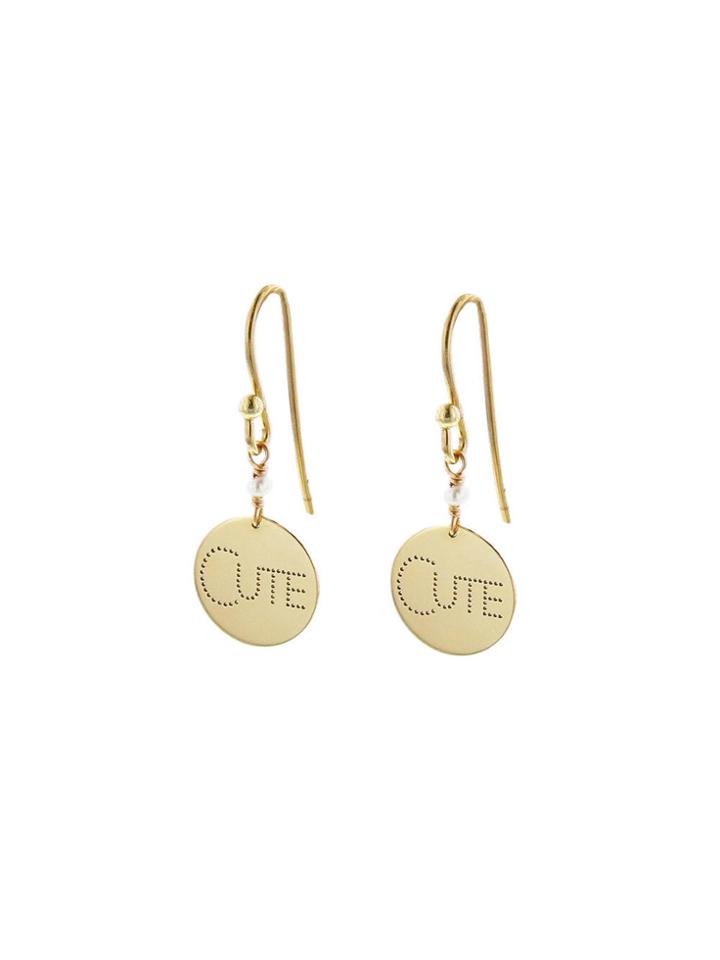 Perle De Lune Cute Medal Earrings - Pearl