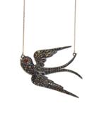 Blackbird And The Snow Large Swallow Necklace With Garnet Eyes
