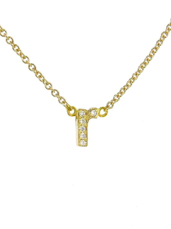 Jennifer Meyer Lowercase Diamond Initial Necklace - R - Yellow Gold