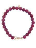 Sydney Evan Natural Ruby And Script Love Bracelet - Yellow Gold