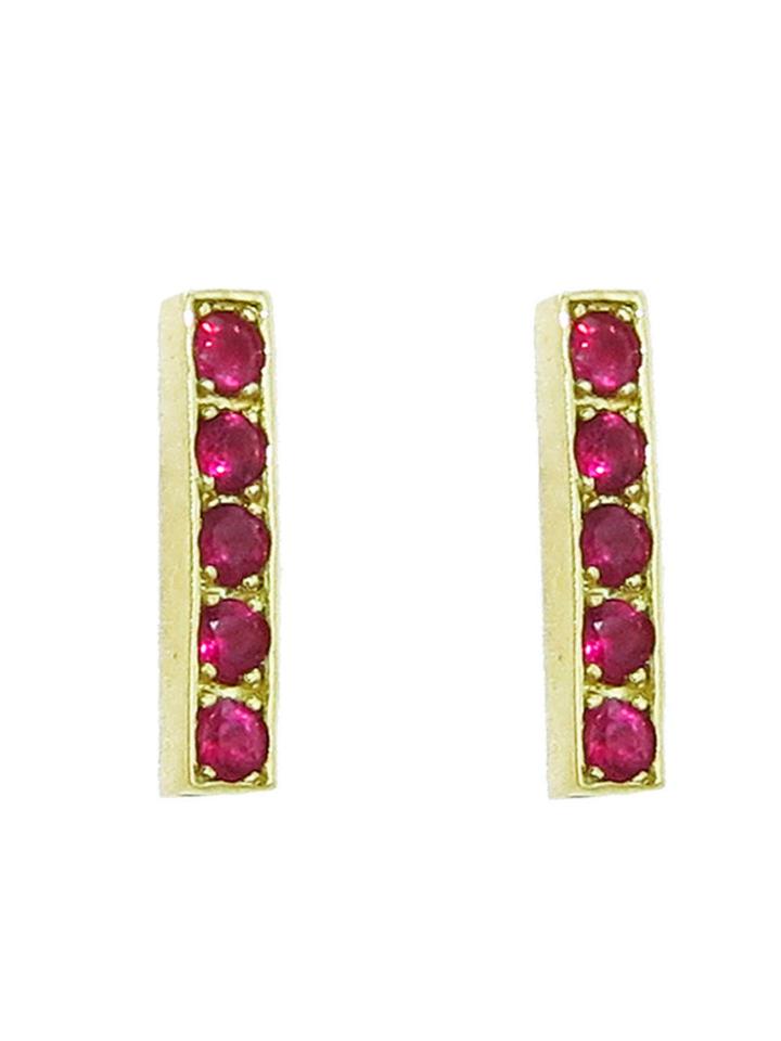 Jennifer Meyer Ruby Bar Studs - Yellow Gold