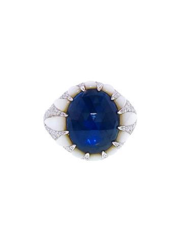 Arunashi Rose Cut Blue Sapphire Ring With Diamonds