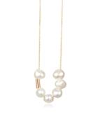 Ginette Ny Pearl And Gold Tube Necklace