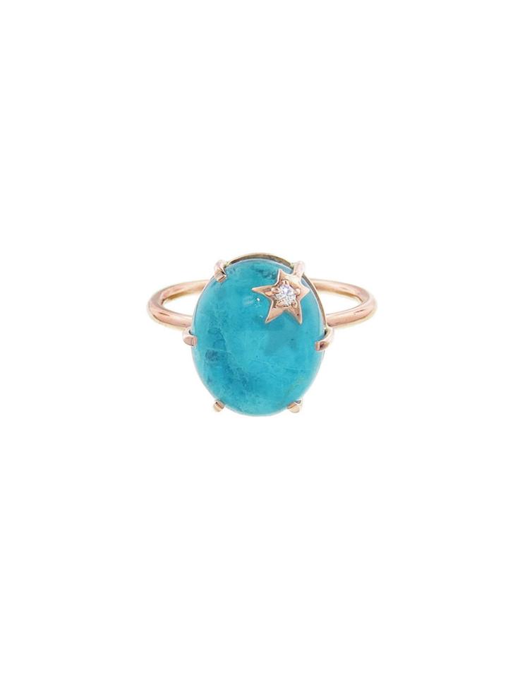 Andrea Fohrman Turquoise And Rutilated Quartz Star Ring - Rose Gold