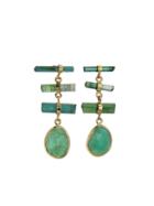 Melissa Joy Manning Green Tourmaline Stick Earrings With Emeralds
