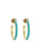 Jennifer Meyer Small Beaded Turquoise Hoops - Yellow Gold Earrings