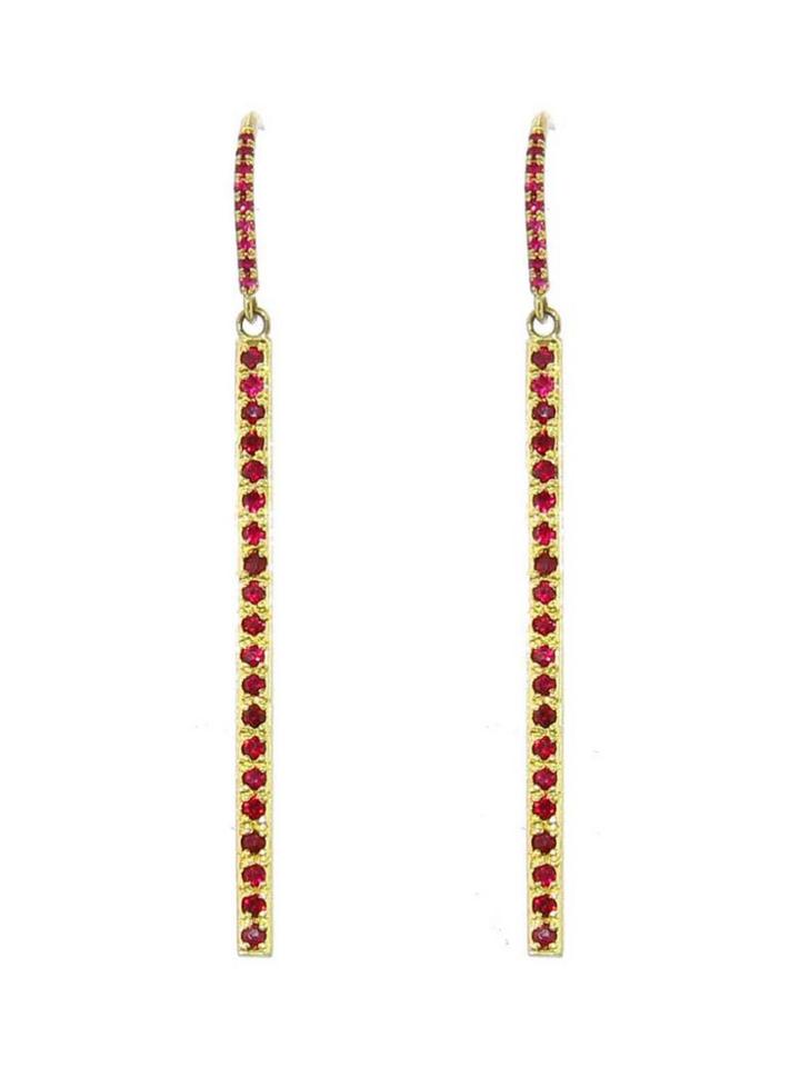 Jennifer Meyer Ruby Stick Drop Earrings On Ruby Wires - Yellow Gold