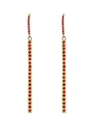 Jennifer Meyer Ruby Stick Drop Earrings On Ruby Wires - Yellow Gold