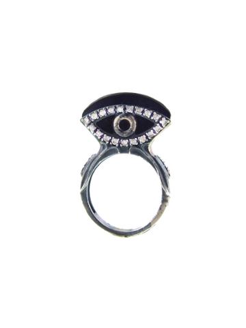 Royal Nomad Black Spinel And Diamond Eye Ring
