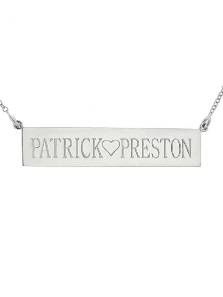 Jennifer Meyer Personalized Nameplate Necklace - White Gold One Side Engraving