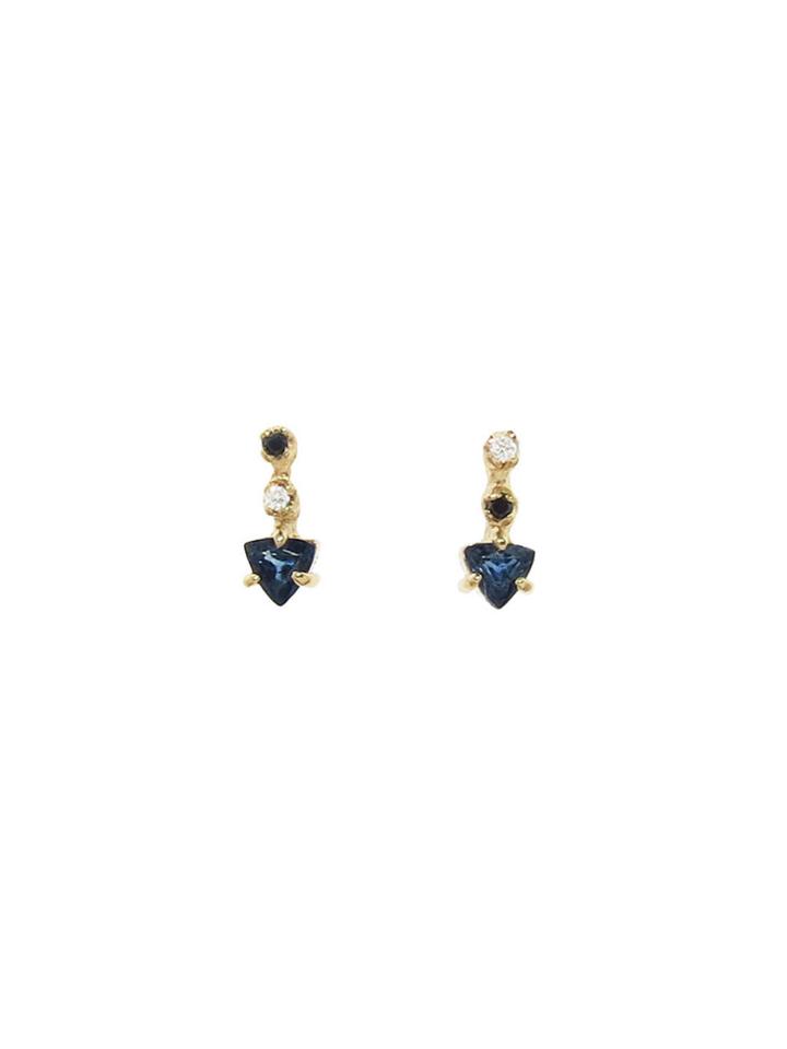N+a New York Trillion Blue Sapphire Earrings With Diamonds