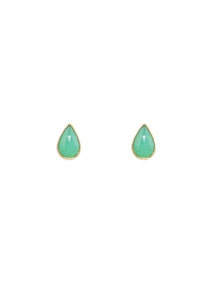 Jamie Joseph Small Rose Cut Chrysoprase Teardrop Studs