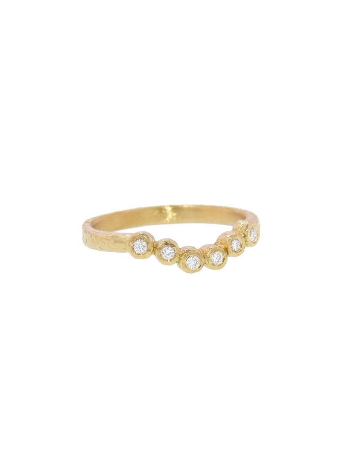 Yasuko Azuma Six Diamond Bezel Peak Ring - 18 Karat Yellow Gold