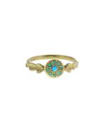Lori Mclean Turquoise And Emerald 2-leaf Signet Ring