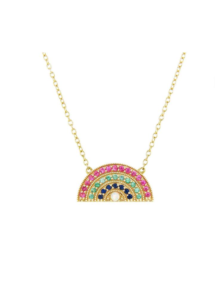 Andrea Fohrman Small Multi Rainbow Pendant - Yellow Gold