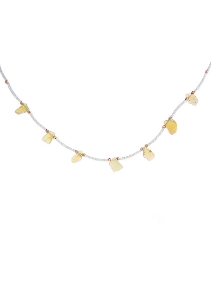 Catherine Michiels Opal Necklace With Sterling Silver Spacers