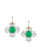 Irene Neuwirth Chrysoprase And Rainbow Moonstone Flower Earrings With Diamonds - Yellow Gold