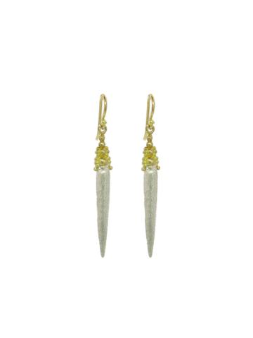 Erica Molinari Gold Granule Point Drop Earrings - Silver